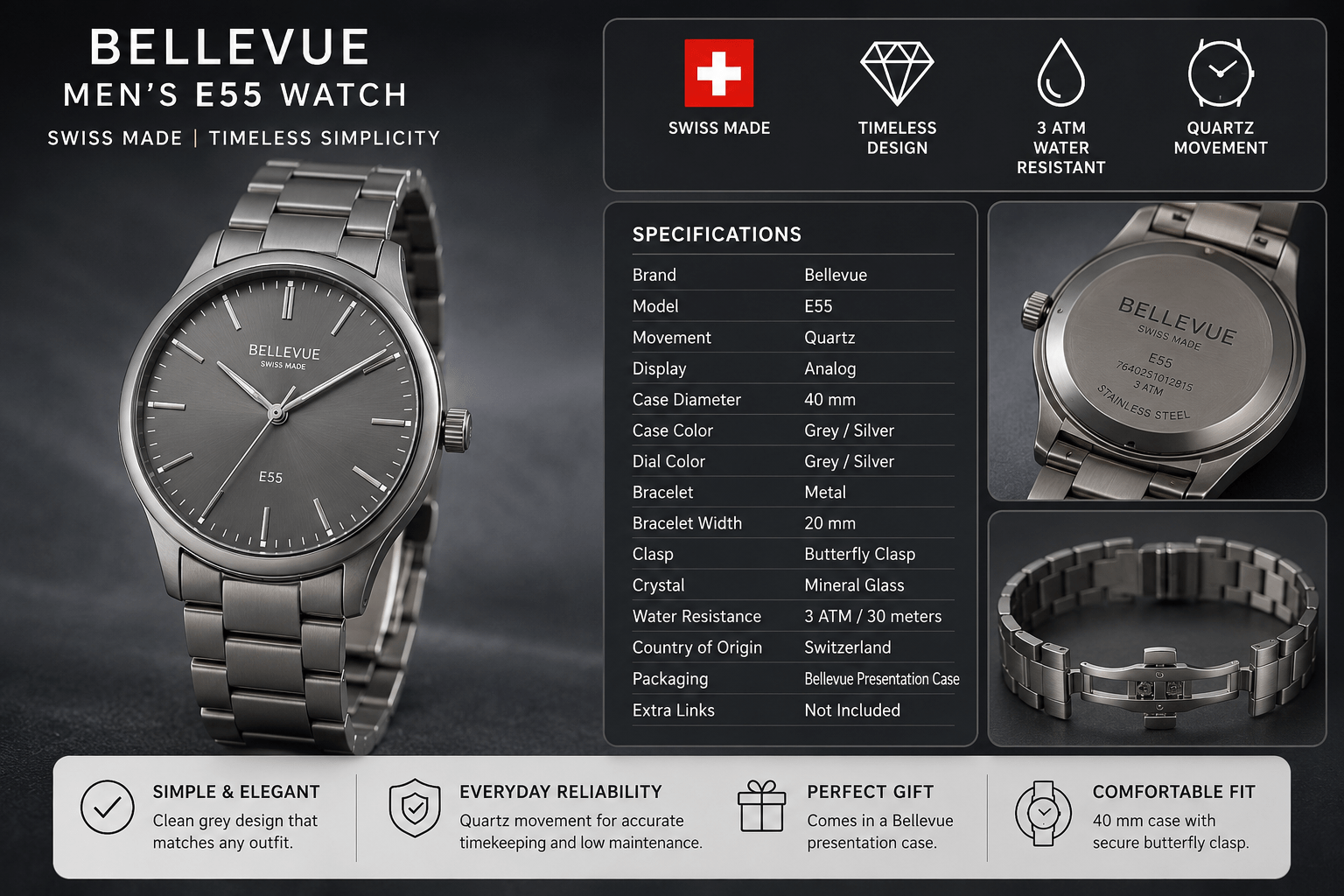 bellevue men's e55 watch