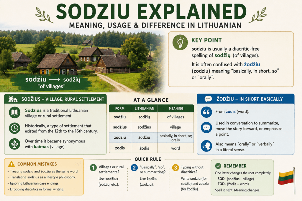 sodziu: Meaning, Correct Lithuanian Forms, and Usage