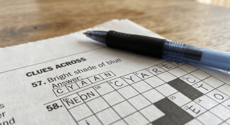 sort of: bright shade of blue crossword clue 4 letters — Answer